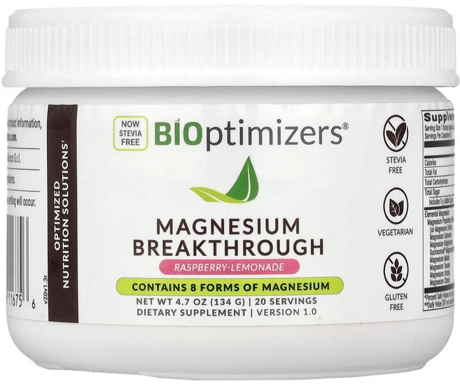 BIOptimizers 마그네슘 Breakthrough 라즈베리-레모네이드 134g(4.7oz) BIOptimizers (바이옵티마이저스), 133 g, 134g, 1개 - 쿠팡