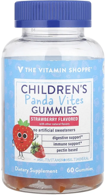 The Vitamin Shoppe 어린이용 판다 Vites 구미젤리 스트로베리 구미젤리 60개, TheVitaminShoppe어린이용판다Vites구미젤, 1개, 60정 - 쿠팡