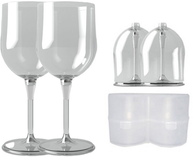 캠핑와인잔 휴대용 피크닉 미니 아웃도어 안깨지는 보소코리아 2인용 투명, 1세트