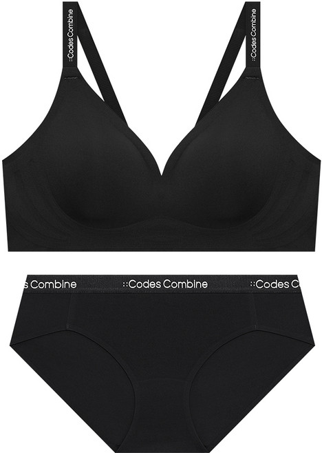 코데즈컴바인이너웨어 볼륨핏 후크형 심리스 노와이어 팬티세트_블랙