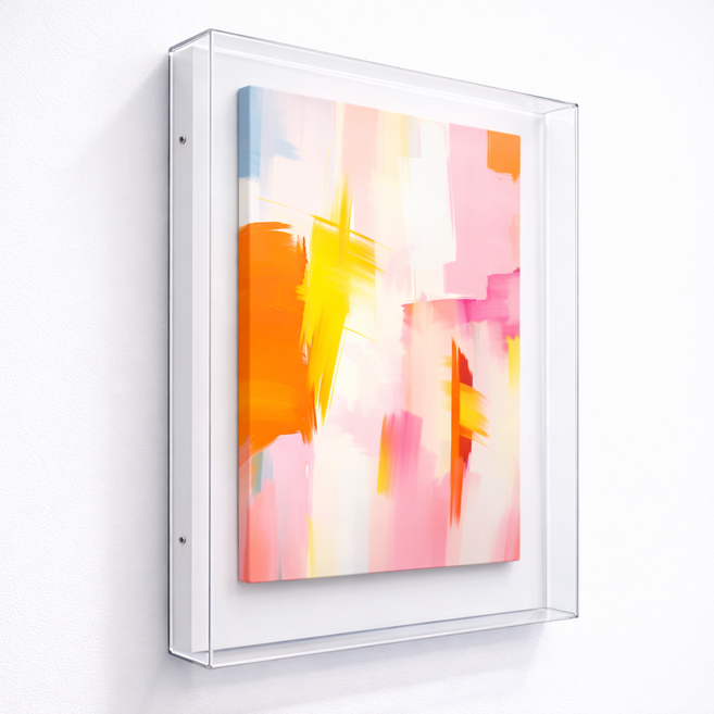 아크릴액자 작가용 전시 프레임 캔버스 액자 테트라폴드 특허구조 4면 밴딩 곡선, 1개, 투명아크릴(PVC백판 화이트)