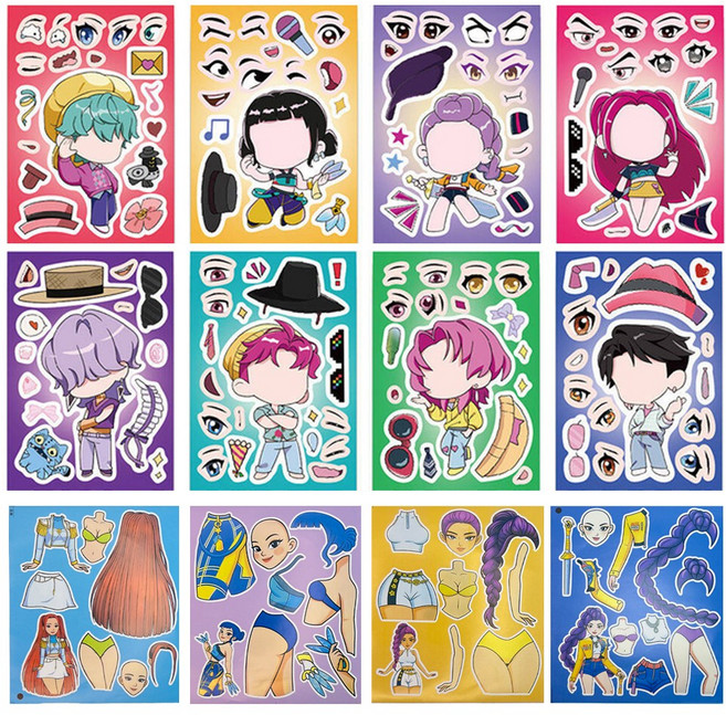 케이팝데몬헌터스 코디 스티커 12장 케데헌 굿즈 더피 호랑이 라푸유 캐릭터 종류스티커세트, 12매, S013