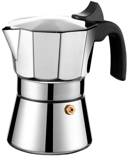 150/300ML 팔각형 모카포트 스테인리스 스틸 미러형 핸드 브루잉 커피포트 내충격성 에스프레소 퍼콜레이터, 01 Silver-150ML, 01 Silver-150ML