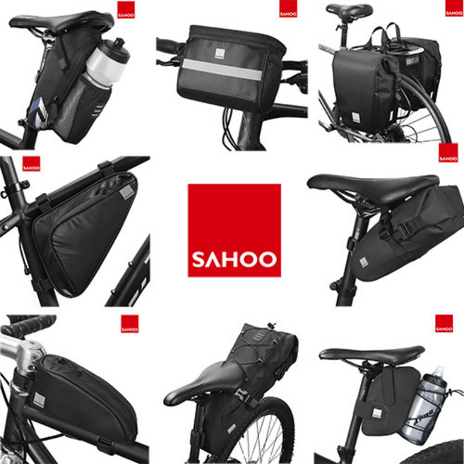 SAHOO 사후 안장 핸들바 프레임 자전거 가방 모음, 1개