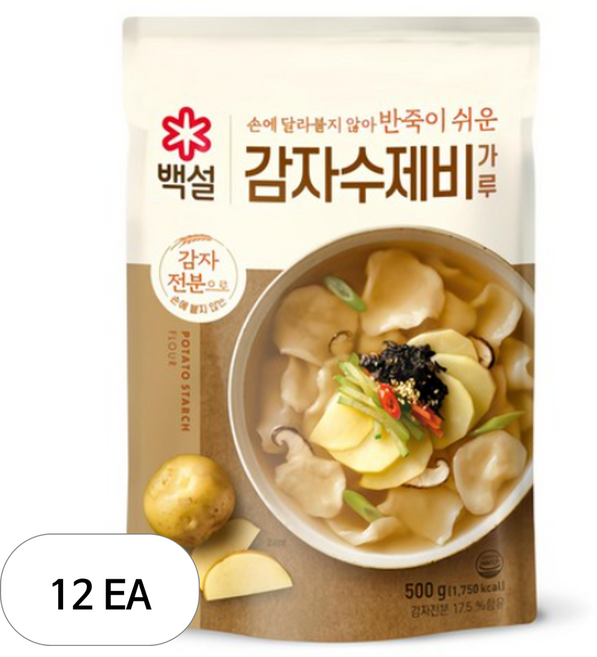 CJ 백설 감자수제비가루, 500g, 12개