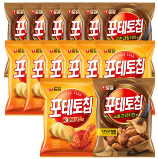 농심 포테토칩 교촌간장치킨맛 7개+K양념치킨 7개, 단일구성