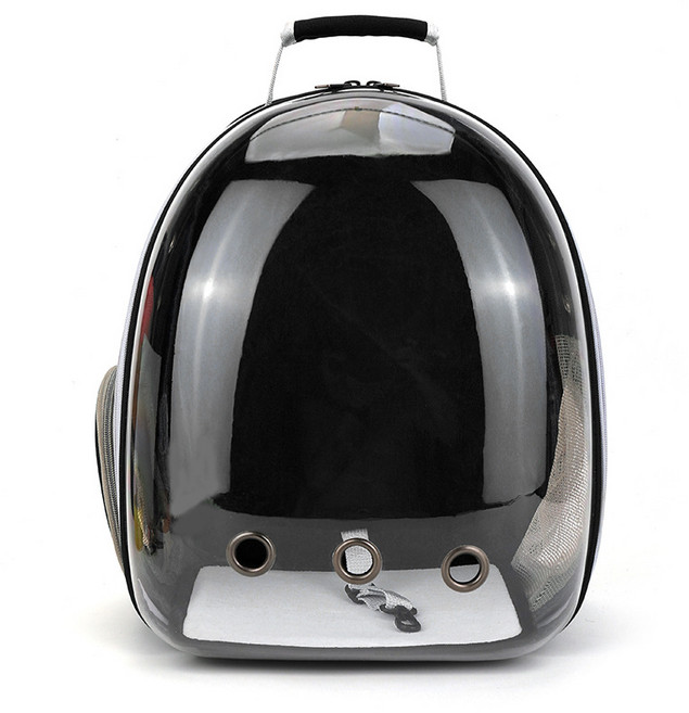 Pet Life 반려동물 투명 우주선 백팩 윈도우 애견가방 강아지가방 고양이이동장, 블랙, 1개