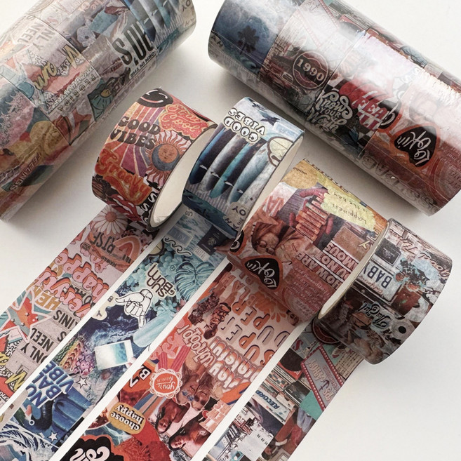 [1+1] 봄밤 빈티지 레트로 마스킹 테이프 세트 다꾸, 1세트, 레트로팝아트+빈티지맵