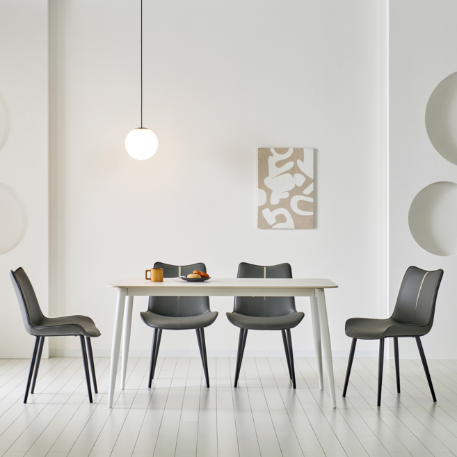 에포크 멜로디 포세린 세라믹 4인 식탁세트 1400 [로디식탁의자], 화이트(4인), 로디식탁의자 베이지2개+진 그레이2개