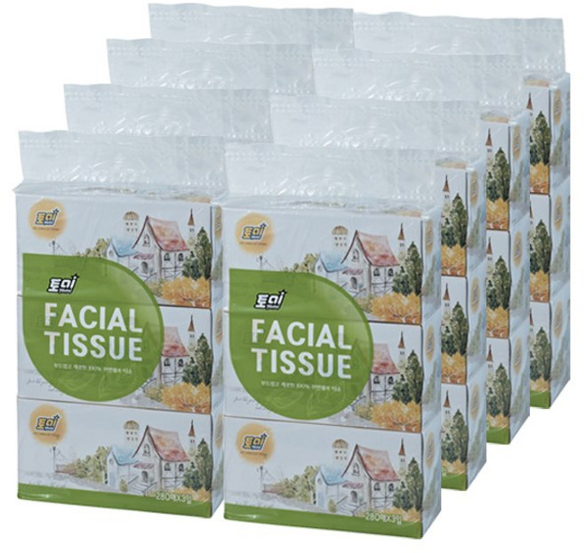 토미 천연펄프 미용티슈 280매 * 3개*8팩 (24개) 각티슈 토미미용티슈, 24개입, 1박스