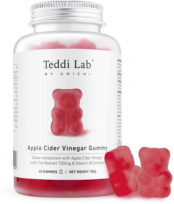 Teddi Lab by Unichi 蘋果醋 小熊軟糖 促進新陳代謝, 180g, 1個