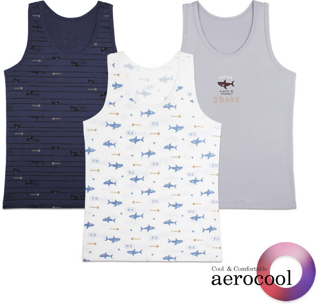 엠알키즈 남아용 샤크비 레이서백 에어로쿨 런닝 3종 세트