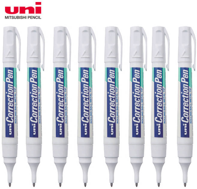 미쓰비시 UNI 유니 커렉션 수정액 Correction Pen CLP-300N 낱개 필기수정액 학용품, 8개, 8ml