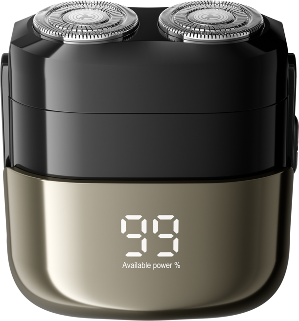 Purevia 휴대용 더블헤드 전기면도기 미니 전동 면도기 남자 여행용 충전식 생활방수, 다크 실버, RQ225