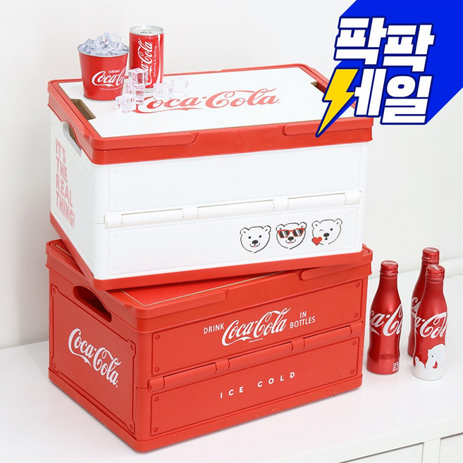코카콜라 공식인증 상품 캠핑용 폴딩박스 화이트/레드, 1개, 1단, COCO-PB20W(화이트)