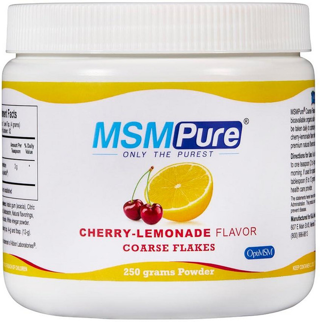 KALA HEALTH MSMPure 체리 레모네이드 맛 거친 MSM 파우더 플레이크 - 관절 건강 피부 외관 및 모발 손톱 지원을 위한 미국산 249.5g(8.8온스) 유기, 8.8 Ounce (Pack of 1), 8.8 Ounce (Pack of 1), 1개