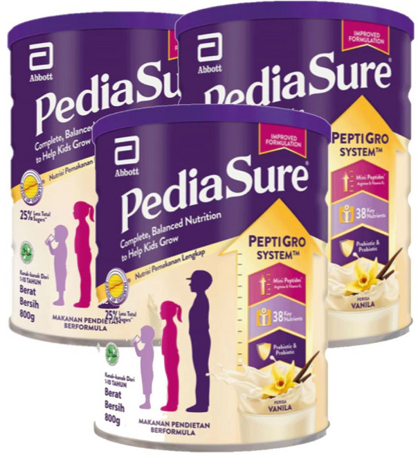 페디아슈어 밸런스드 뉴트리션 바닐라 1-10세 성장기 아동 영양보충, 800g, 3개