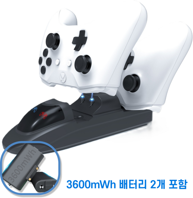 Xbox 컨트롤러 충전 거치대 엑스박스 배터리 엑박패드 건전지 포함, 1개, Black, X-1115W