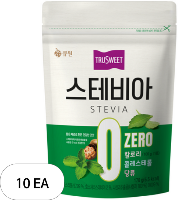 큐원 트루스위트 스테비아 / 에리스리톨 설탕대체 감미료, 170g, 10개