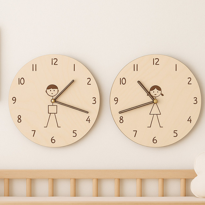 감성있는 벽시계 선물용 집들이 자작나무 무소음 아이방, 스탠드