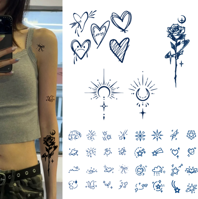 부띠끄38 미니 반영구 타투스티커 헤나 세트, 1개, BTS004