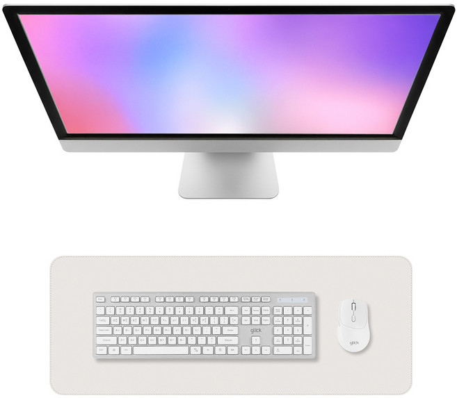 그릭 가죽 장패드 와이드 데스크 매트, 밀크화이트