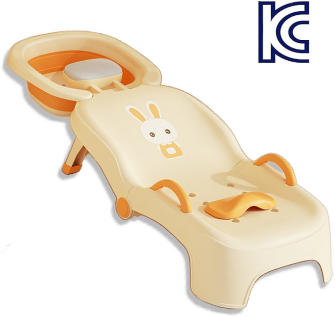 오브제 접이식 샴푸의자 KC인증 유아 누워서 샴푸 목욕 어린이 샴푸 머리감는 샴푸침대, 1개, 12.옐로우 PU쿠션(접이식/샴푸대야 포함)