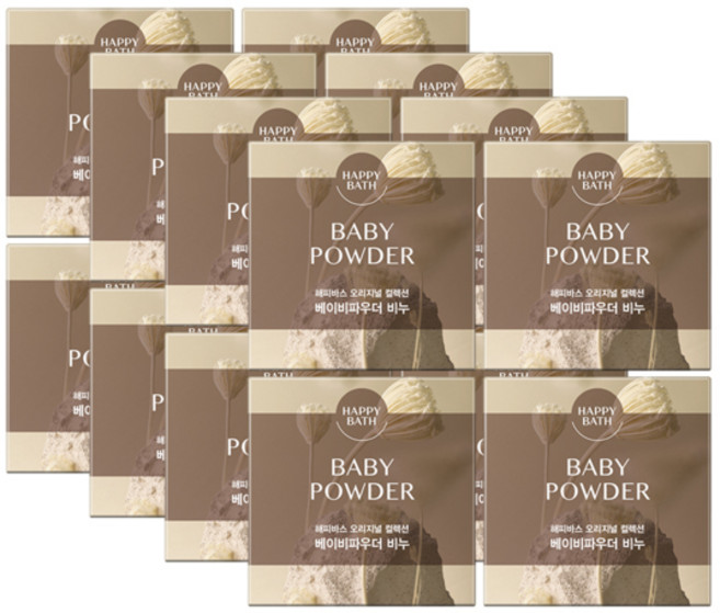 해피바스 오리지널컬렉션 베이비파우더 비누 4입 x4, 90g, 16개입