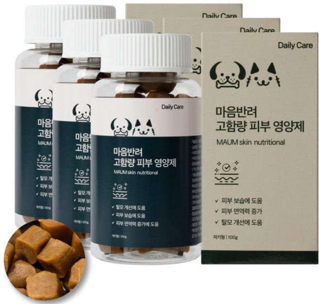 마음반려몰 고함량 강아지 피부영양제 탈모보습, 3개, 피부/피모, 60정