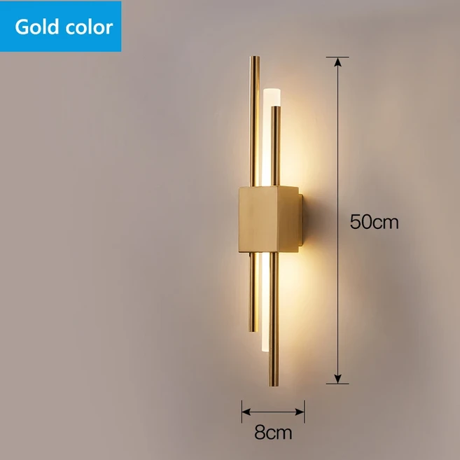 새로운 중국 스타일 벽 램프 침대 옆 거실 현대적인 미니멀리스트 조명 럭셔리 TV 배경 유리 클래식, 02 gold, 01 Cool White(5500-7000K)