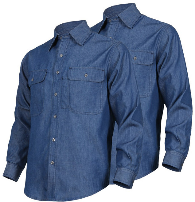 더빅히트 [1+1] 여름 청남방 캐쥬얼 데님셔츠 작업복 건설 현장 용접 빅사이즈