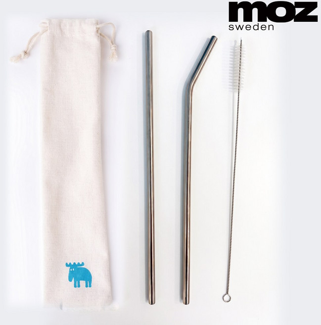 MOZ 스웨덴 316 스테인레스 벤티 두꺼운 빨대 315mm 세척솔 파우치, 1개, 1세트
