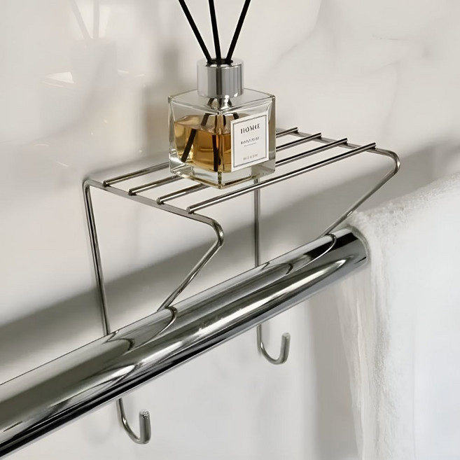 일상토리 끼워쓰는 스텐 수건걸이 선반, 2개, 실버