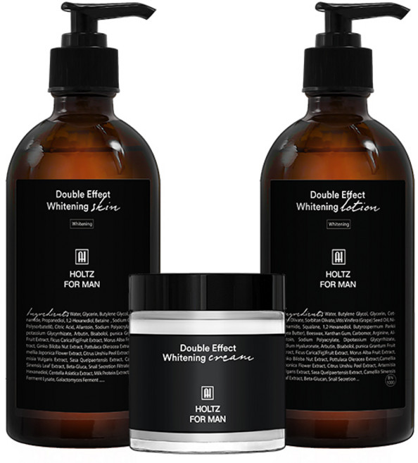 홀츠포맨 남성 화장품 4배 더 강력한 미백 화이트닝 스킨 토너 로션 에멀전 크림 남자 3종 세트, 1세트, 스킨(300ml)+로션(300ml)+크림(100ml)