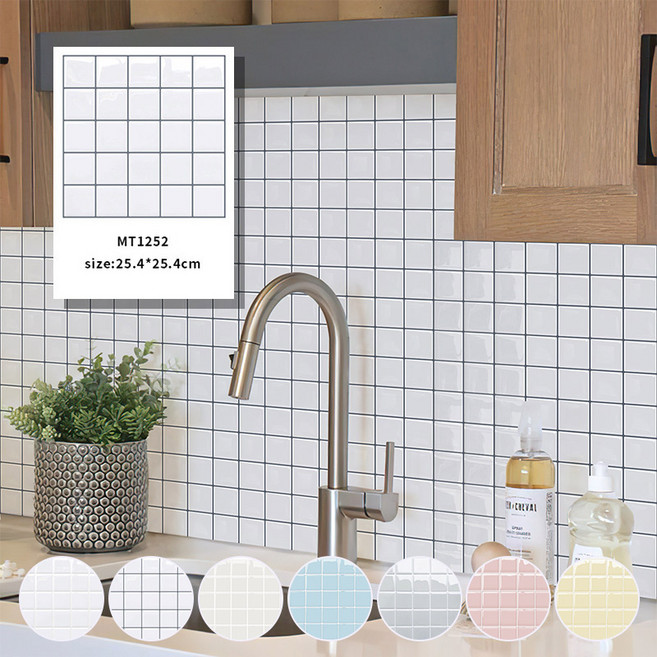 [Smtone] 입체 벽 타일시트지/바닥시트지 셀프 인테리어 10장, MT1252