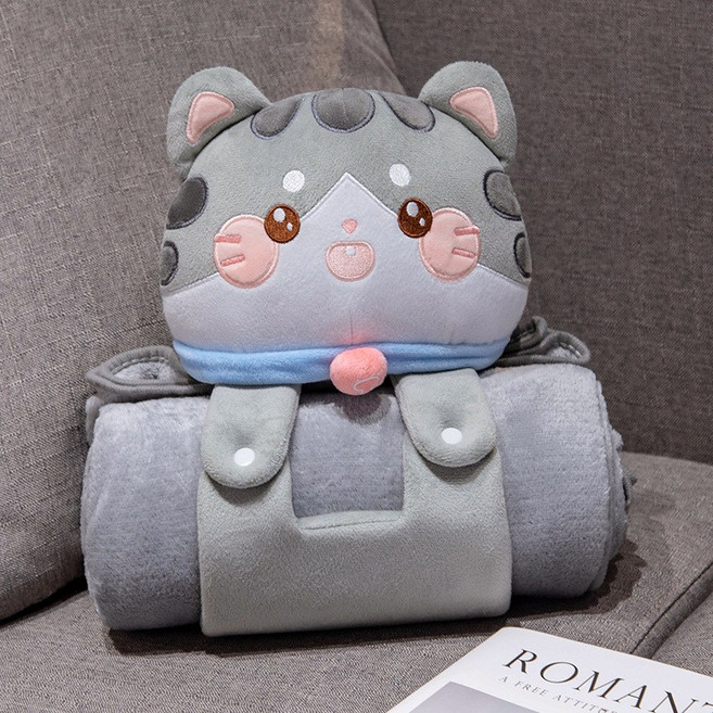 동물 캐릭터 낮잠 담요 쿠션 인형, 고양이, 1.0M*1.7M