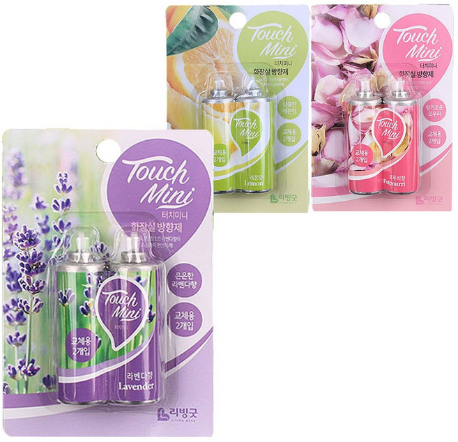 리빙굿 터치미니 화장실 방향제 라벤다향 리필 2입 4세트, 13ml, 8개, 라벤더