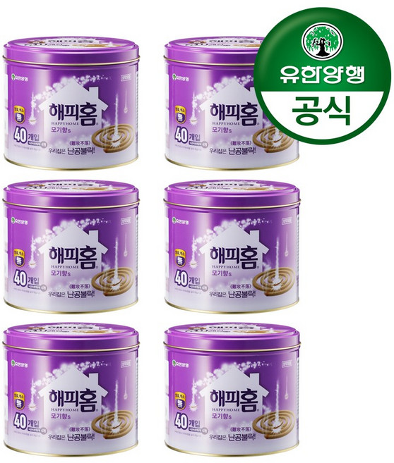해피홈 모기향 40p, 100g, 6개