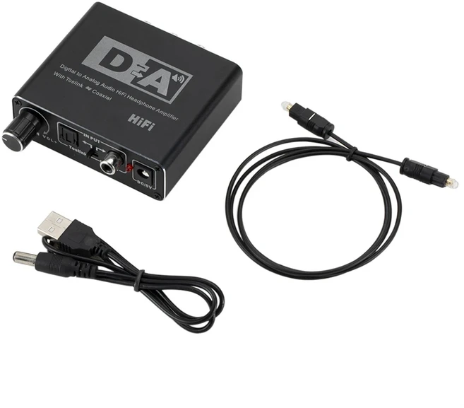 PzzPss Hifi DAC 디지털-아날로그 오디오 변환기 RCA 3.5mm 헤드폰 앰프 Toslink 광 동축 출력 휴대용 DAC, 01 Black