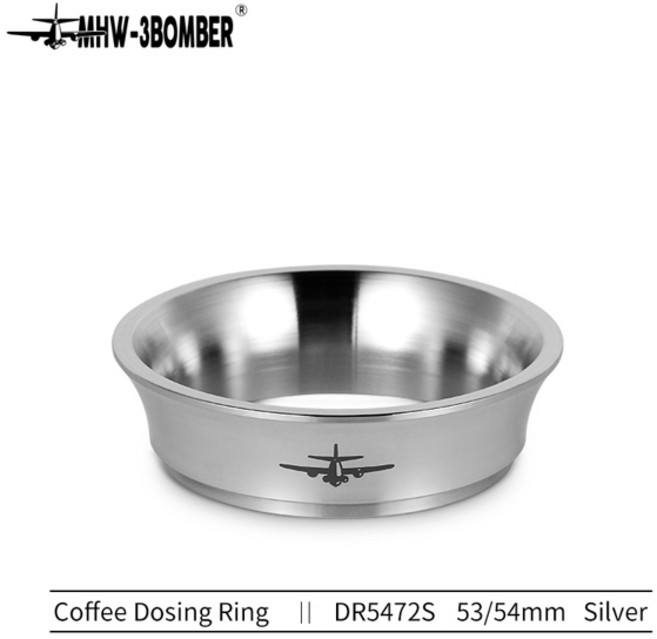 에스프레소 액세서리 호환 커피 도징 스테인레스 3BOMBER 스틸 58MM 포터필터 51MM MHW 바리스타 깔때기, 53 or 54mm, 1개