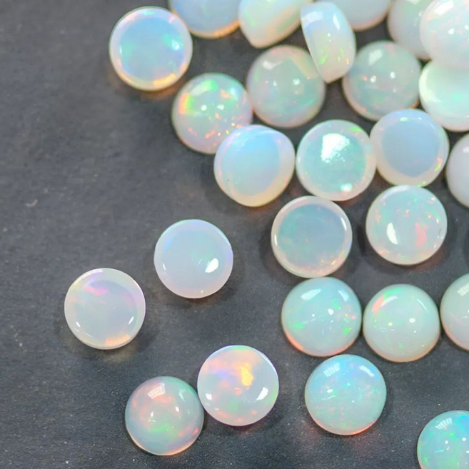 에티오피아 오팔 라운드 캐보션 천연 원석 나석 보석 젬스톤 네추럴 4MM
