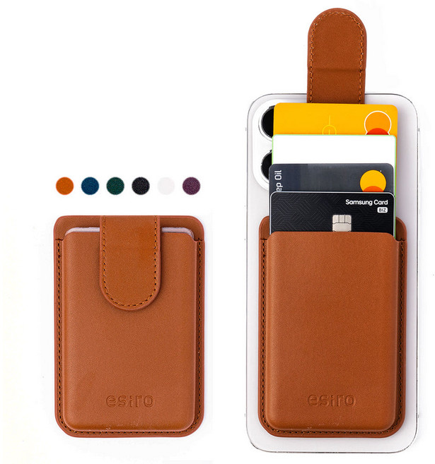 에시로 맥세이프 슬라이드 4매 카드 지갑 홀더 카드포켓 아이폰, 1개, 카멜브라운