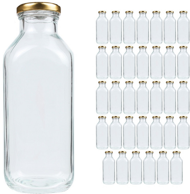 공병상회 사각음료 유리병 시리즈 + 러그캡/골드, 35개, 500ml
