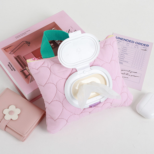 물티슈 파우치 휴대용 육아 키링 산책 반려동물 강아지 고양이 보조가방 화장지 운동 캠핑 여행 수납 휘디, 1개, 휘디 핑크