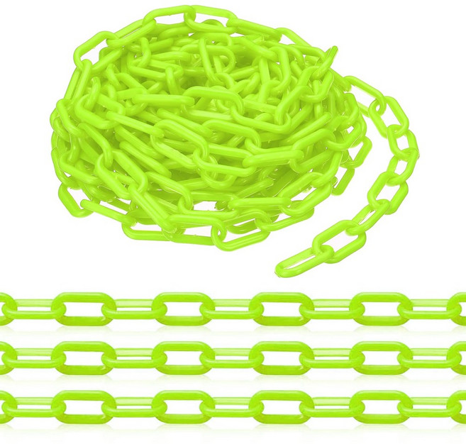 ITL 플라스틱 체인 사슬 롤체인 안전 바리게이트 주차장 주차 금지 10m, 형광그린, 1개