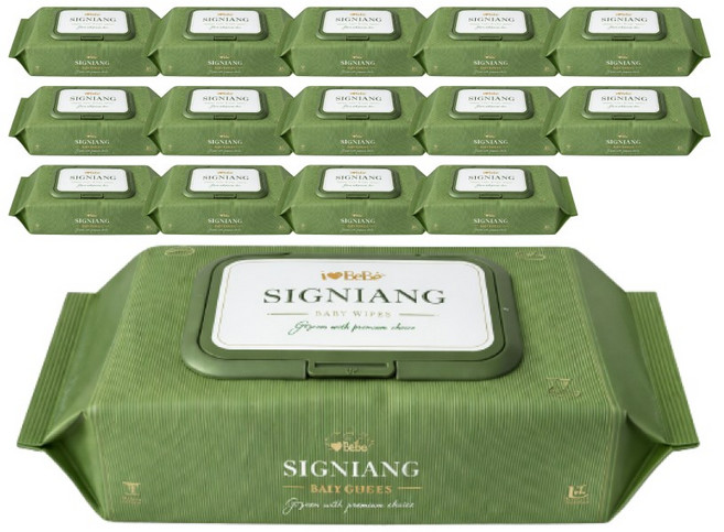 아이러브베베 시그니앙 더그린 아기물티슈 캡형, 75g, 77매, 15세트