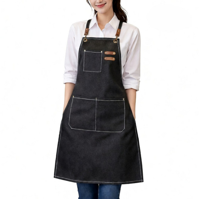 에보윈 감성 마스터 카페 캔버스 방수 앞치마, 1개, 그레이