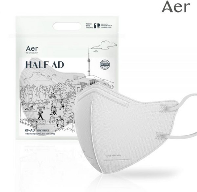 [NEW] 더 안전하고 가볍게 아에르 KF-AD 비말차단 마스크 25개입, KF-AD 비말차단 화이트-M(25개입)