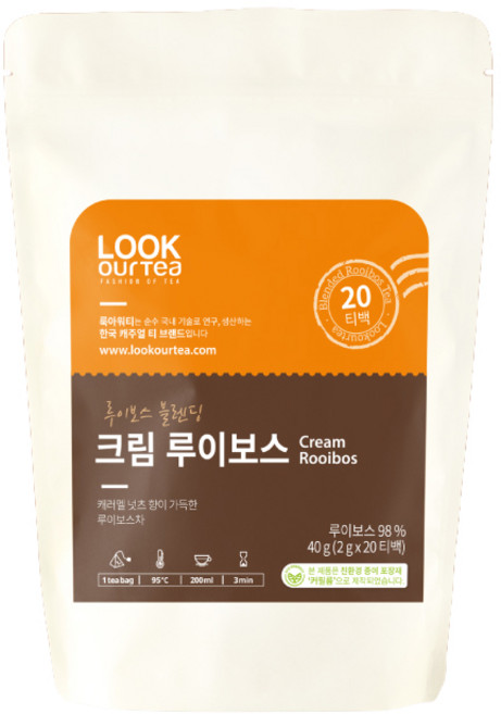 룩아워티 크림 루이보스 20티백 루이보스 블렌딩, 2g, 20개입, 1개