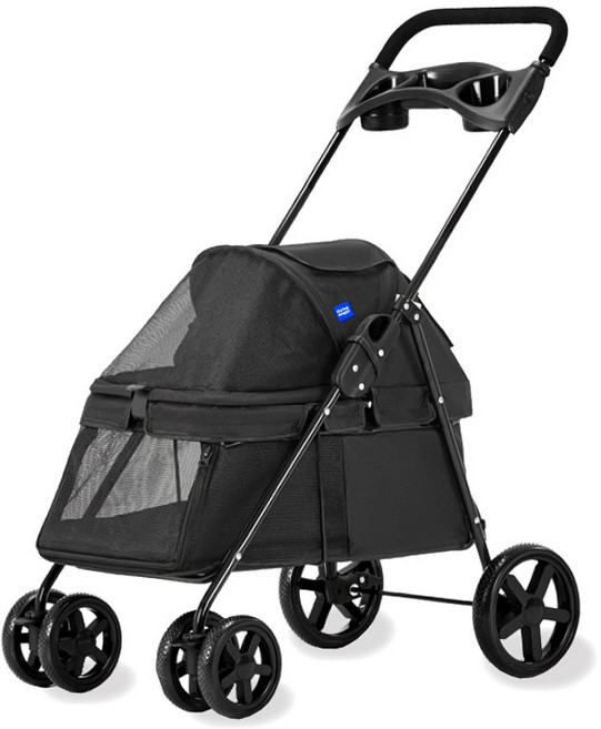 아이디어스월드 플라잉도기 저상형 반려동물 유모차, 블랙, 1개